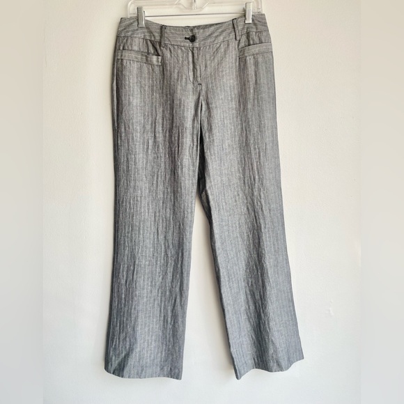 Trixie + LuLu Modern Gray Pinstriped Pants | Size 8P - Picture 1 of 10